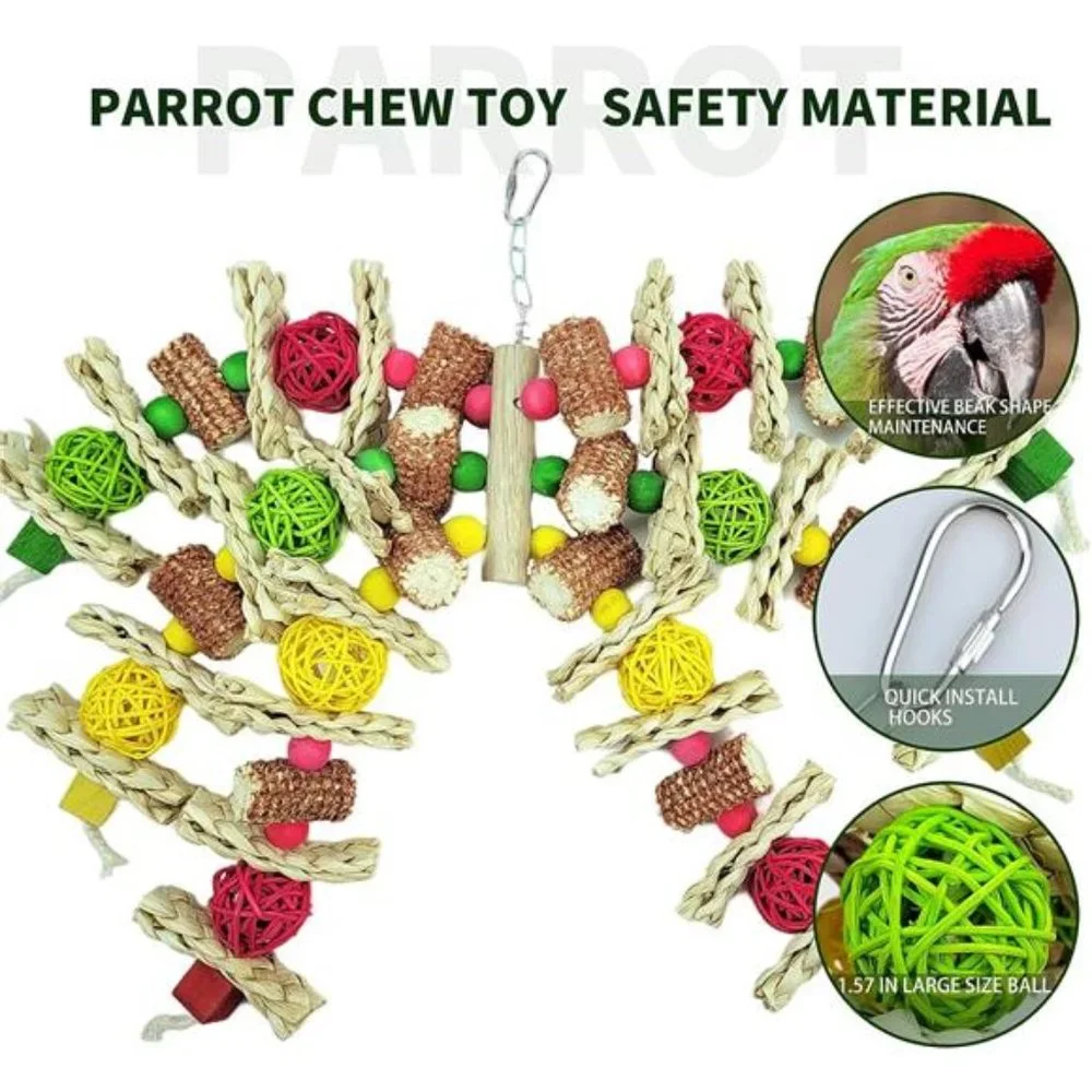 Parrot Toys, Natural Corn cob Bird chew Toys for Small and Medium-Sized Macaws